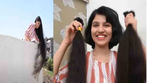 नीलांशी पटेल ने 12 साल बाद कटवाया बाल नीलांशी पटेल ने 12 साल बाद कटवाया बाल