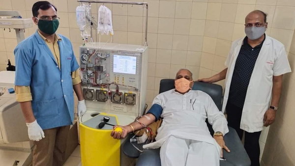 Deputy Speaker of Haryana assembly Ranbir Gangwa donate plasma for covid patients Deputy Speaker of Haryana assembly Ranbir Gangwa donate plasma for covid patients