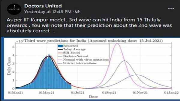 Did IIT Kanpur predict that 3rd wave of coronavirus will hit India by July 15