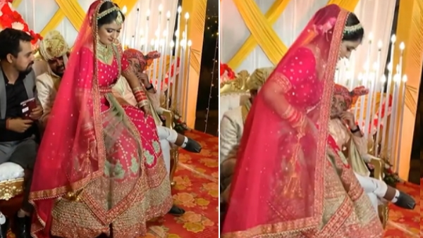 दूल्हे की गोद में बैठी दुल्हन