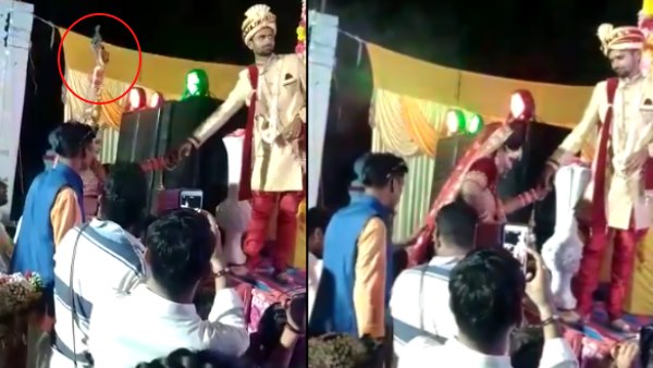 दुल्‍हन ने स्‍टेज पर चढ़ने से पहले की फायरिंग