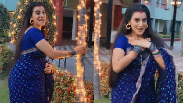 ब्लू कलर की साड़ी में अक्षरा सिंह ने शेयर किया था वीडियो