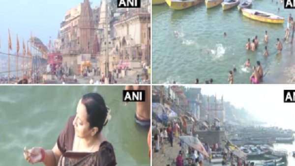 काशी में लोगों ने गंगा में लगाई आस्था की डुबकी