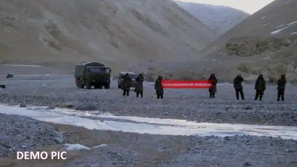 Chinese soldiers enter Ladakhs Demchuk raised banners during Dalai Lamas birthday celebrations Chinese soldiers enter Ladakhs Demchuk raised banners during Dalai Lamas birthday celebrations