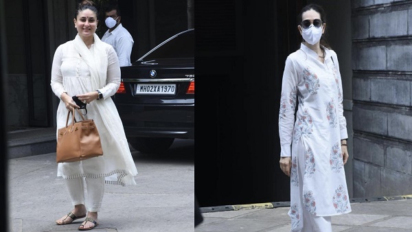 सफेद सलवार कमीज में नजर आईं करीना और करिश्मा