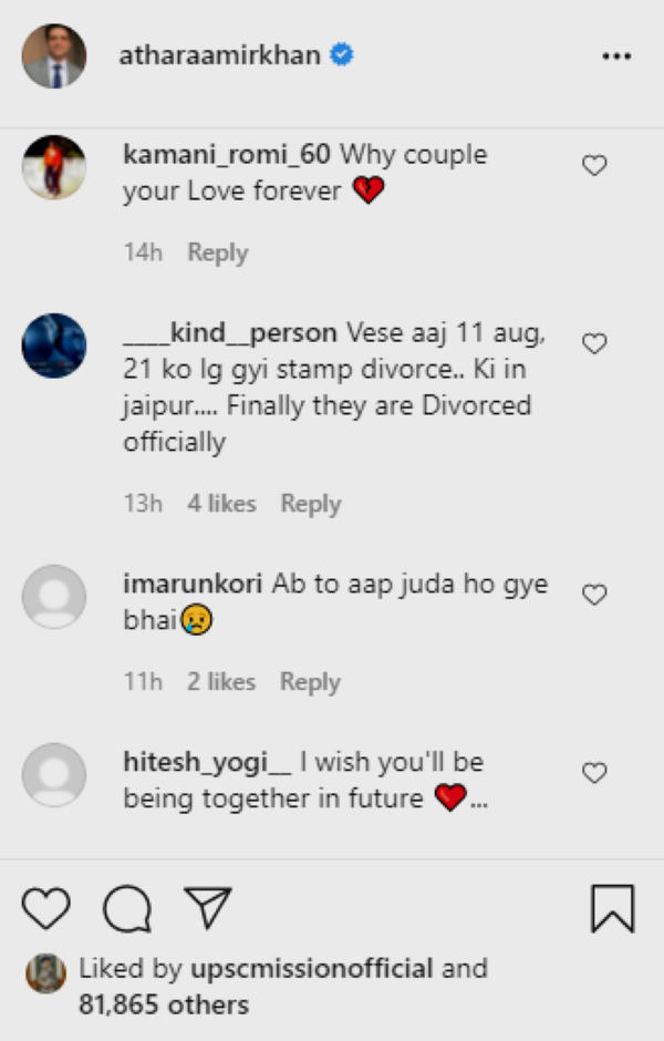 IAS Tina Dabi-Athar Aamir Khan officially divorce granted by Jaipur family court