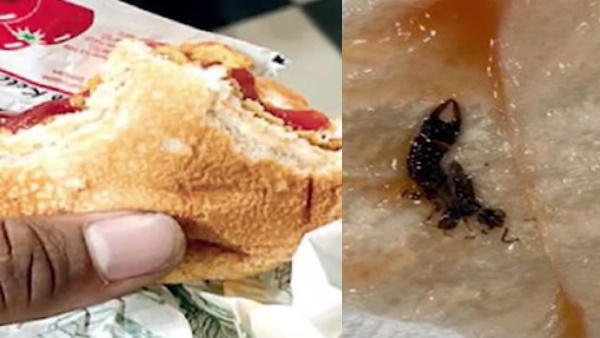 बर्गर की बाइट लेने के बाद आया अजीब स्वाद