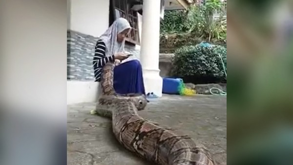 सिर को सहला रही लड़की