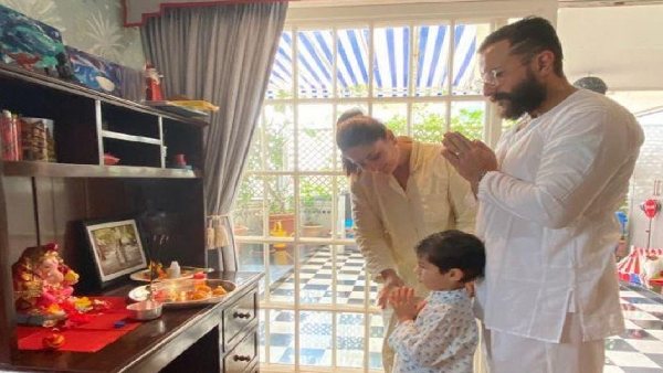 पापा सैफ अली खान ने भी की गणेश पूजा