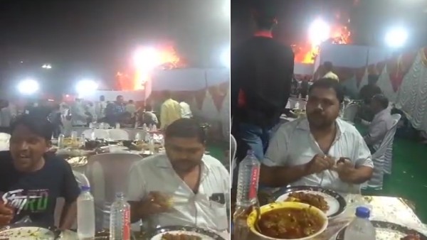 आग लगे तो लगे, लेकिन खाना ना छूटे 