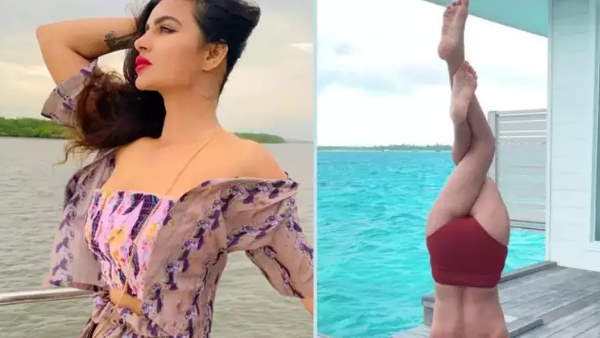 शीर्षासन की मुद्रा में किया योग