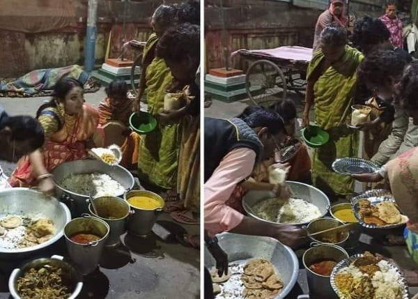 बंगाल के पारंपरिक परिधान में जमीन पर बैठी 