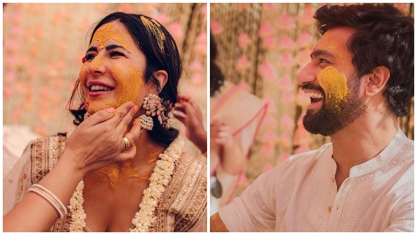 पीला नहीं सफेद रंग के जोड़े में विक्की-कैटरीना ने लगवाई हल्दी