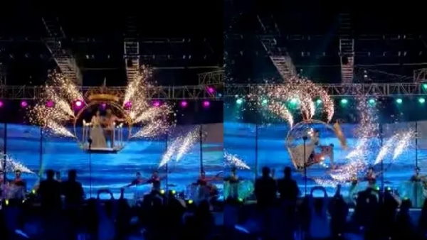 रिंग से बने झूले में कराई जा रही थी दूल्हा-दुल्हन की एंट्री