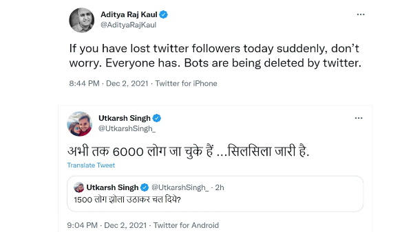 Twitter users lost Twitter followers in the last couple of hours