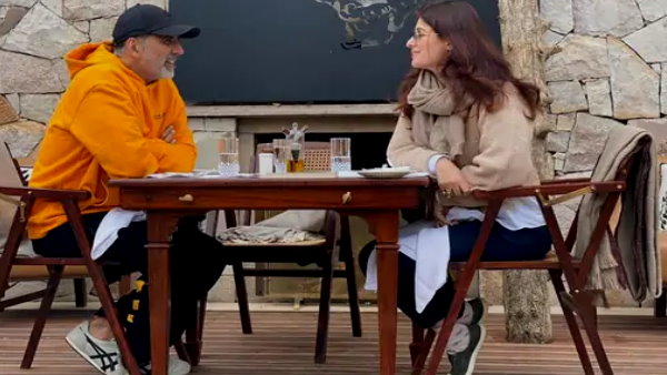 होटल में गाय को दुलारते नजर आए