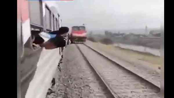 दो दिशा में तेज गति से चलती ट्रेनों के बीच फंसा घोड़ा