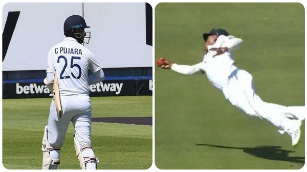 हवा में छलांग लगाते हुए लपका कैच हवा में छलांग लगाते हुए लपका कैच