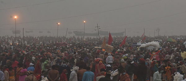 people gathering in Gangasagar Mela