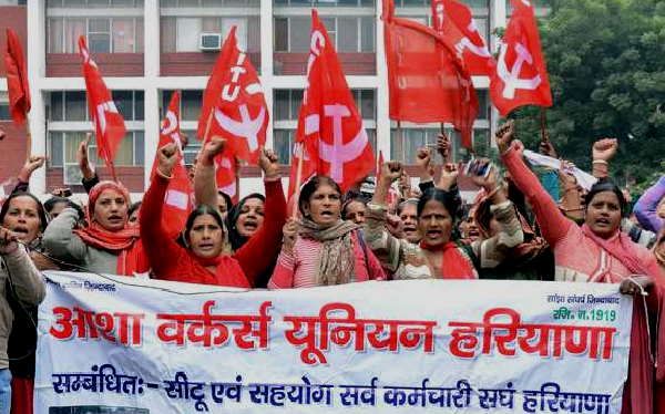 हरियाणा में आशा वर्कर्स का प्रदर्शन