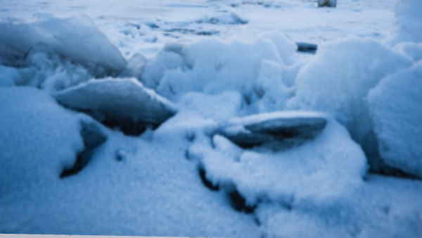 पत्‍नी को कैमरा थमा कर लगा दी बर्फ की नदी में छलांग 