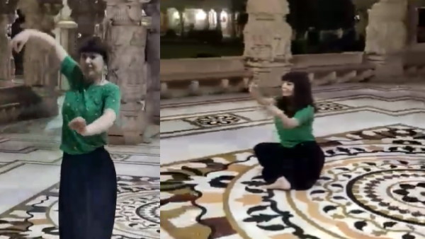 Russian girl dances Shri Sanwaliya Seth temple Rajasthan Russian girl dances Shri Sanwaliya Seth temple Rajasthan