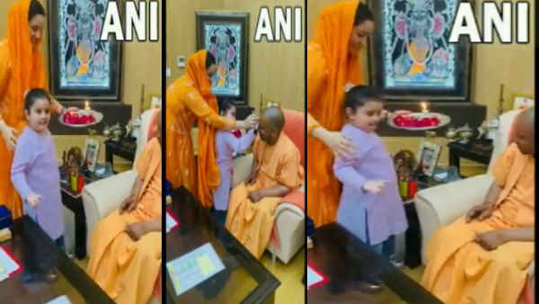 मुलायम सिंह पोती ने सीएम योगी का किया राजतिलक 