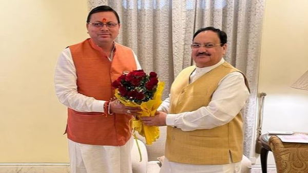National President JP Nadda and CM Dhami met in Varanasi, political meaning being extracted National President JP Nadda and CM Dhami met in Varanasi, political meaning being extracted