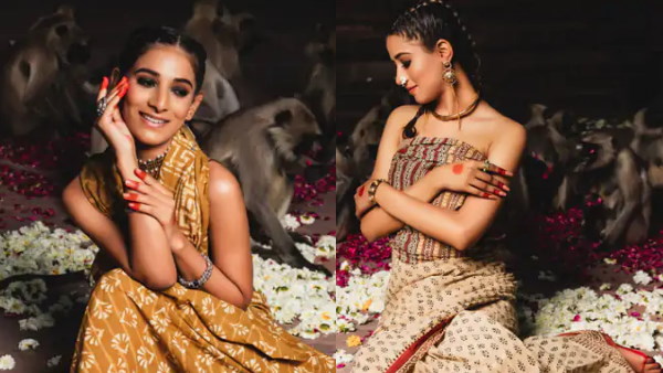 मंडोर की छतरियों पर बंदरों के बीच फोटोशूट 