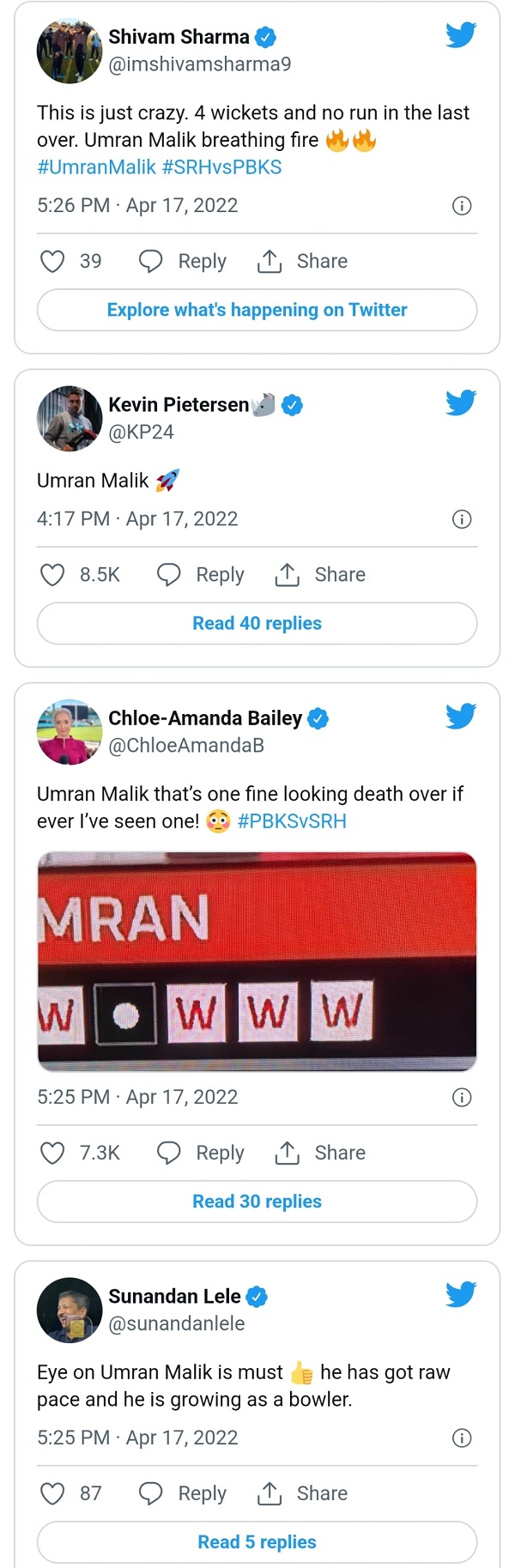 हर जगह उमरान मलिक की चर्चा- हर जगह उमरान मलिक की चर्चा-