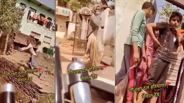 Mewat Haryana: Gopal in car TERRORISING girls & kids by showing guns, video viral with caption Gau Raksha Dal, Mewat road, Haryana