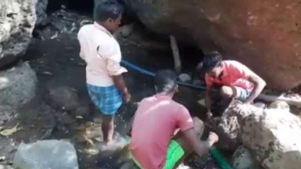 पहाड़ में बह रहे झरना बुझा रहा प्यास 