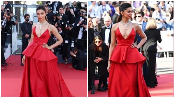 रेड गाउन में ऐसी दिखीं दीपिका पादुकोण