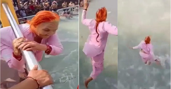 पुल से गंगा में कूदी, आराम से तैरी दादी