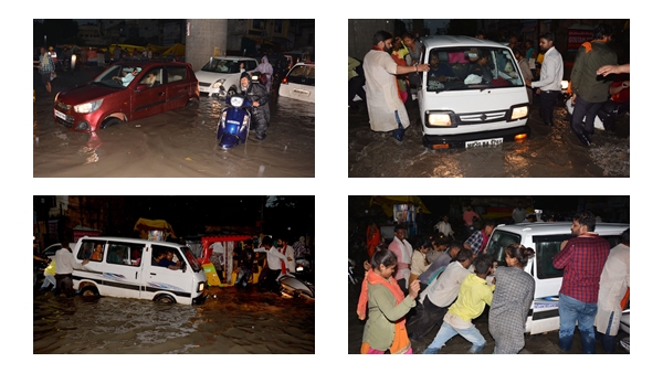 पहली तेज बारिश ने ही स्मार्ट सिटी की खोली पोल 