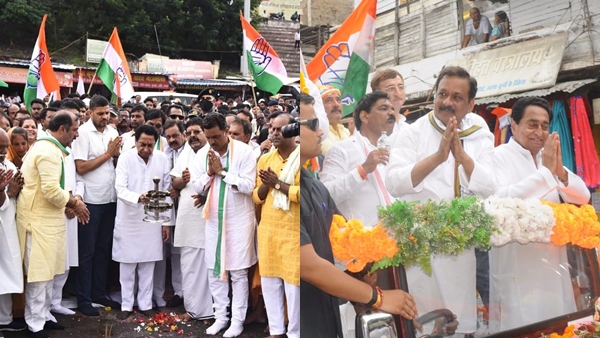 नर्मदा पूजन फिर रोड-शो पर निकले कमलनाथ 