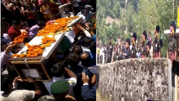 Praveen Singh, who was martyred in Jammu and Kashmirs Shopian, was cremated with military honors, farewell with moist eyes Praveen Singh, who was martyred in Jammu and Kashmirs Shopian, was cremated with military honors, farewell with moist eyes