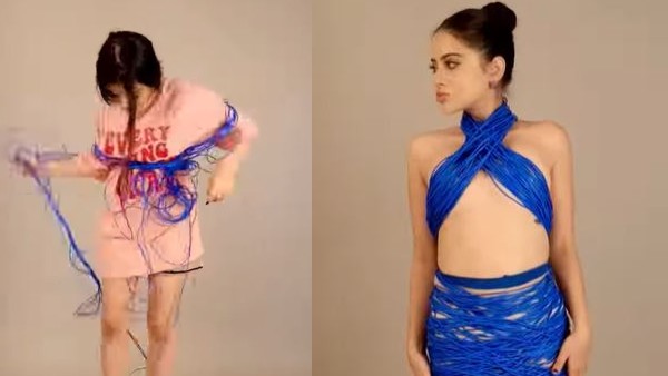 ब्लू वायर से बनाई ऐसा ड्रेस, हैरान रह गए लोग