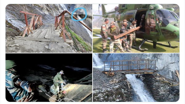 जांबाजों ने चंद घंटों में बना दिया पुल