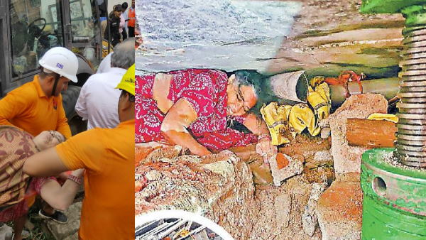 तीन मंजिला मकान मंगलवार दोपहर अचानक भर भराकर गिर गया