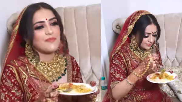 दुल्हन के हाथ में है मैगी का बाउल