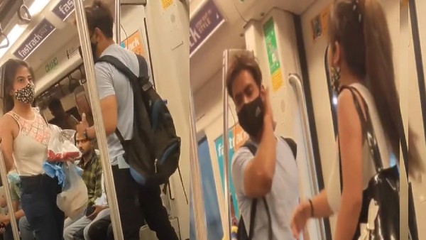 मेट्रो के अंदर प्रेमी जोड़े का 'बवाल'