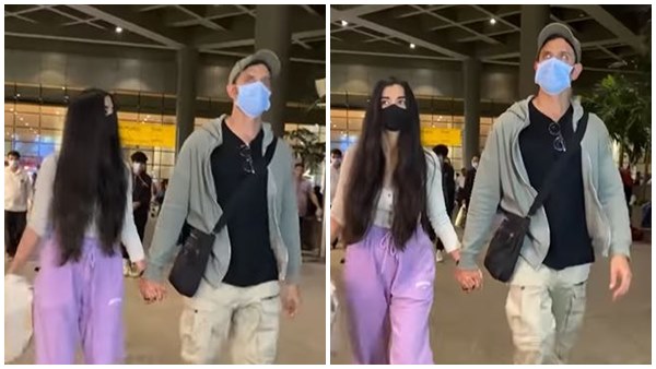 मुंबई एयरपोर्ट पर स्पॉट हुए सबा-ऋतिक