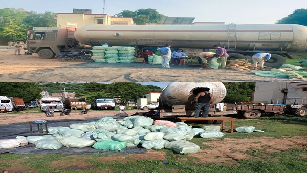 यूपी के बबीना में गैस टेंकर में भरा था गांजा यूपी के बबीना में गैस टेंकर में भरा था गांजा