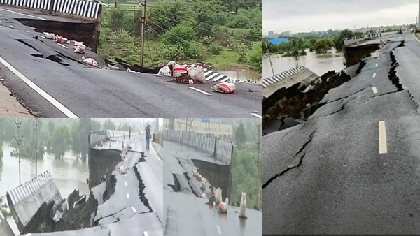 40 मीटर पुल का हिस्सा बुरी तरह क्षतिग्रस्त 40 मीटर पुल का हिस्सा बुरी तरह क्षतिग्रस्त