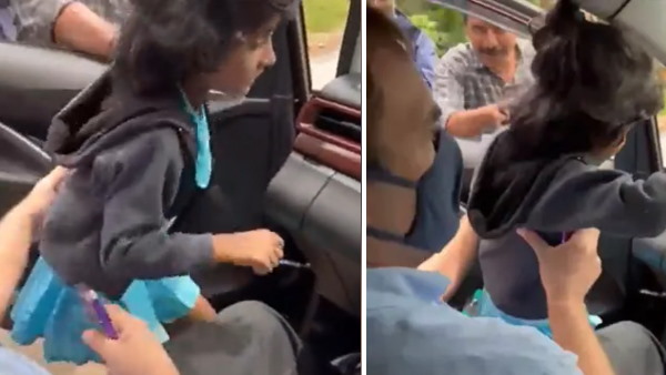 राहुल ने पूछा बच्ची से उसका नाम, ली सेल्फी