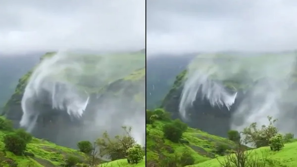 उल्टे झरने का ये वीडियो आईएफएस सुशांत नंदा ने किया है शेयर 