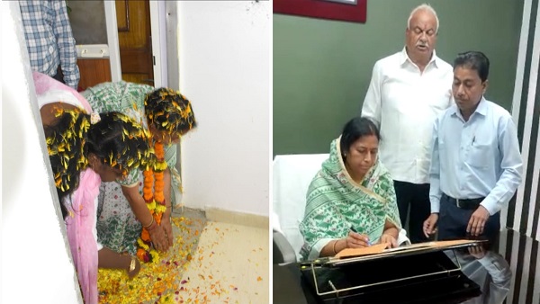 महापौर का फूलों से किया गया निगम में स्वागत, चैंबर की दहलीज को नमन, कुर्सी को प्रणाम किया महापौर का फूलों से किया गया निगम में स्वागत, चैंबर की दहलीज को नमन, कुर्सी को प्रणाम किया