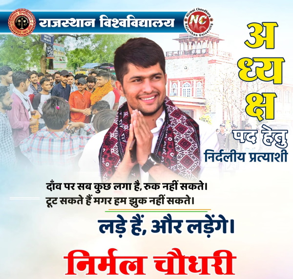 1265 मतों से जीते निर्मल चौधरी 1265 मतों से जीते निर्मल चौधरी