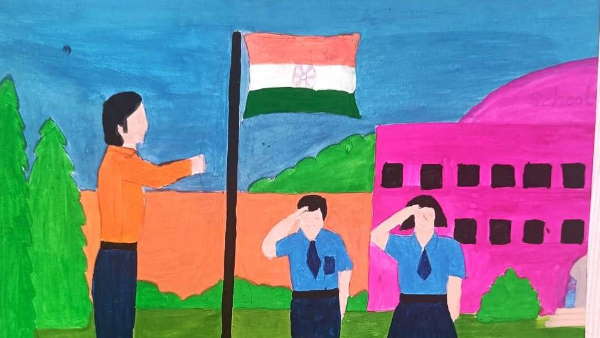 मुख बधिर बच्चों दिखाई देशभक्ति 